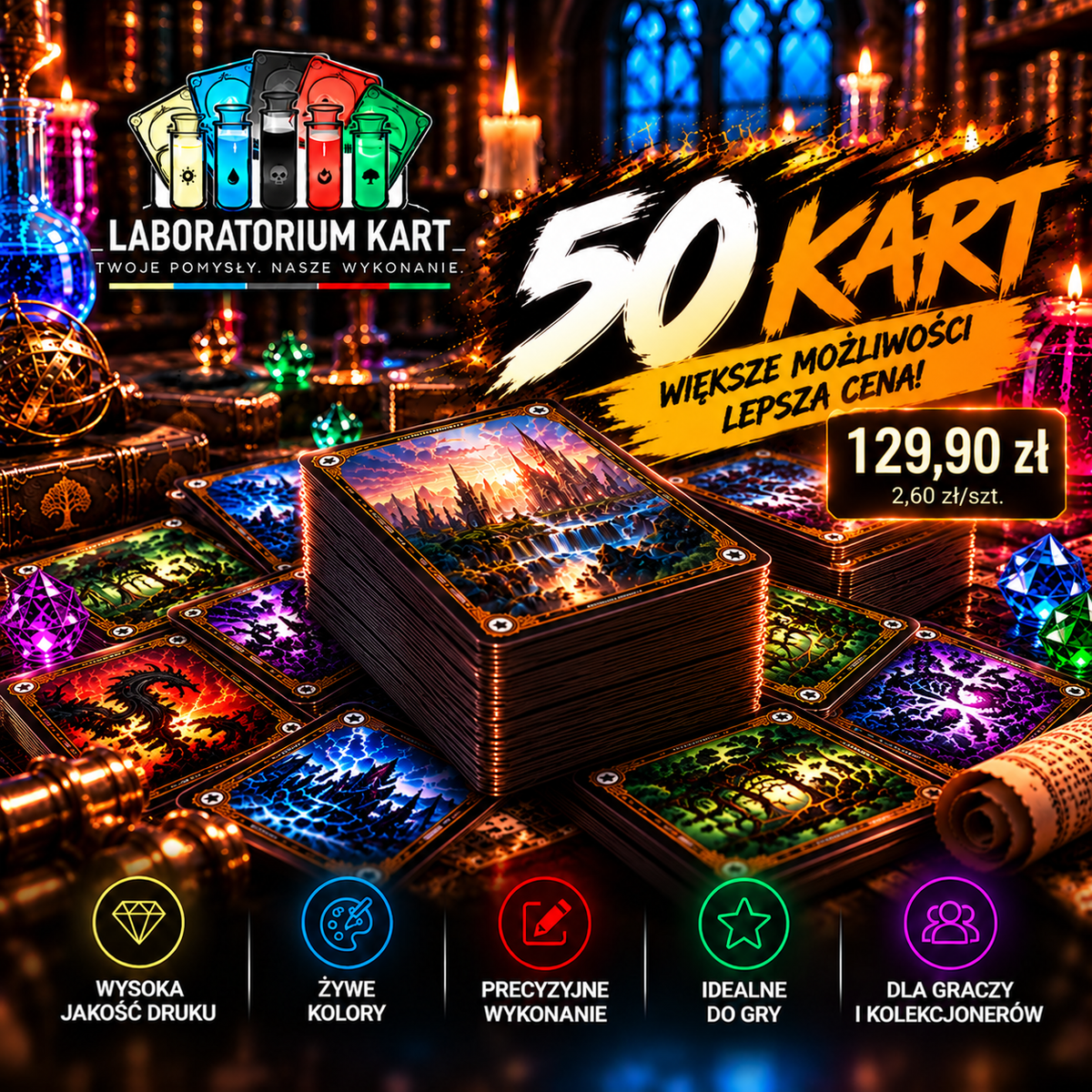 🃏 Pakiet 50 Kart – Większe Możliwości, Lepsza Cena!
